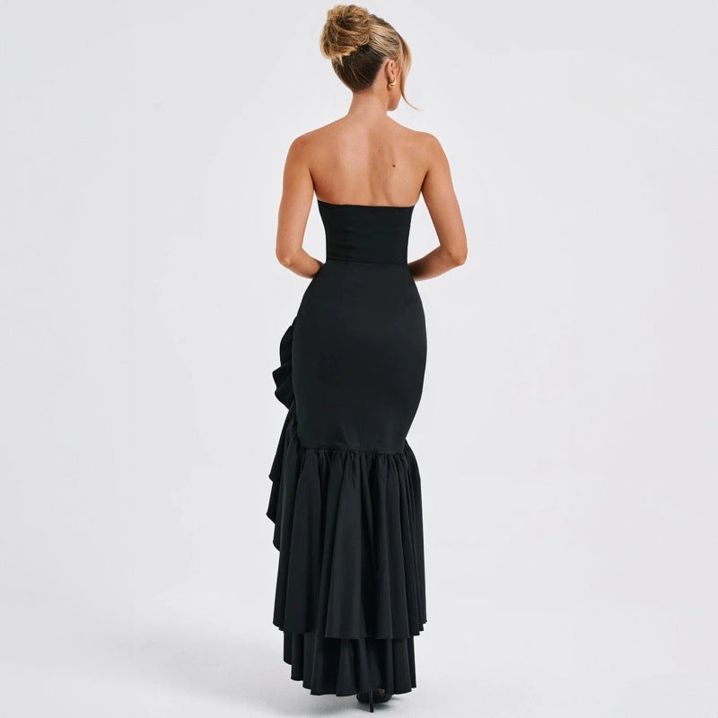 angelina maxi dress black Angelina Black Long Dress Ruffles | Chiffon Maxi
