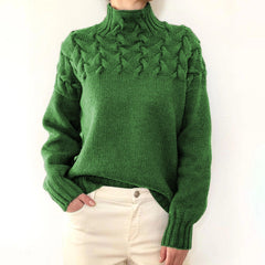 Trendy Cable Knit Detail Turtle neck High neck Long Sleeve Sweater