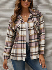 Turn down neck grid women stylish long sleeve inner top blouses