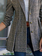 Turn down neck slim women grid blazers