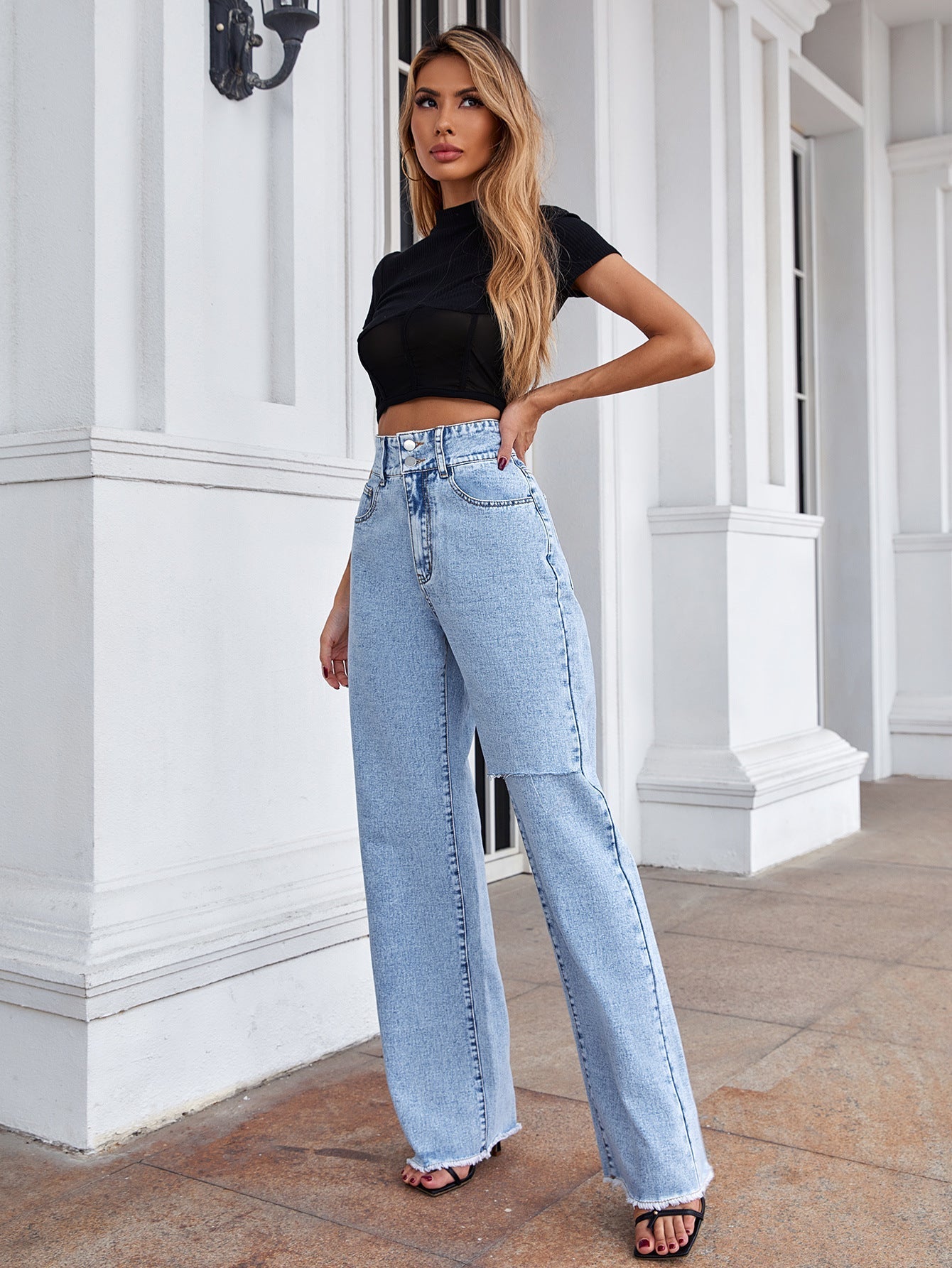 Hole Loose High Waist Jeans