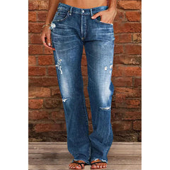 Broken Hole Casual Straight Leg Jeans