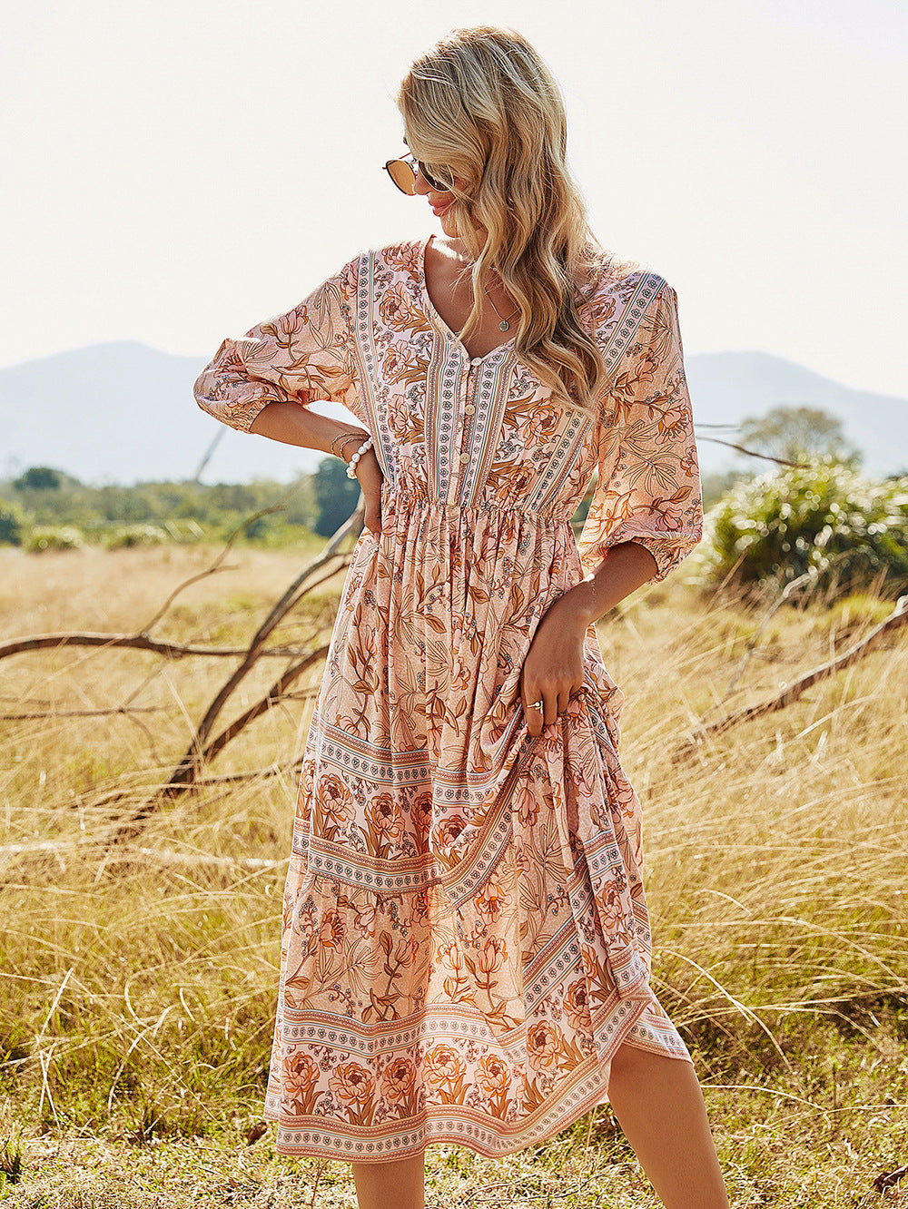 Bohemian A-Line Floral Dress