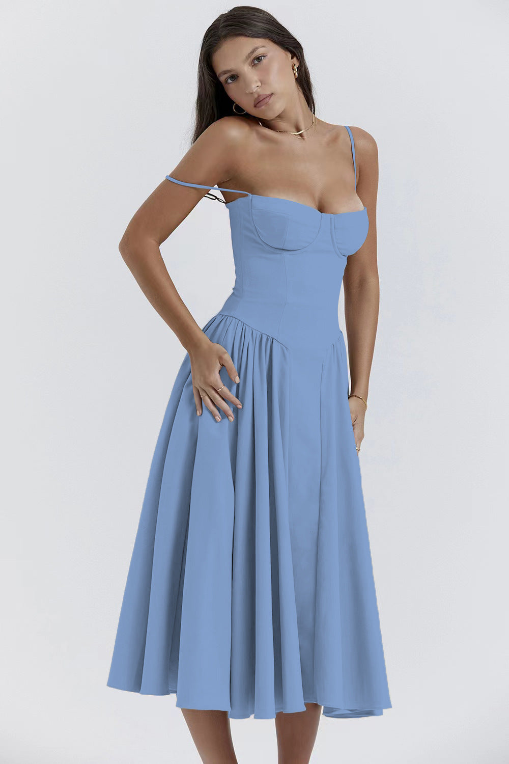 Elegant Solid Color Slip Dress