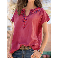 Loose bohemia women v neck T-shirts