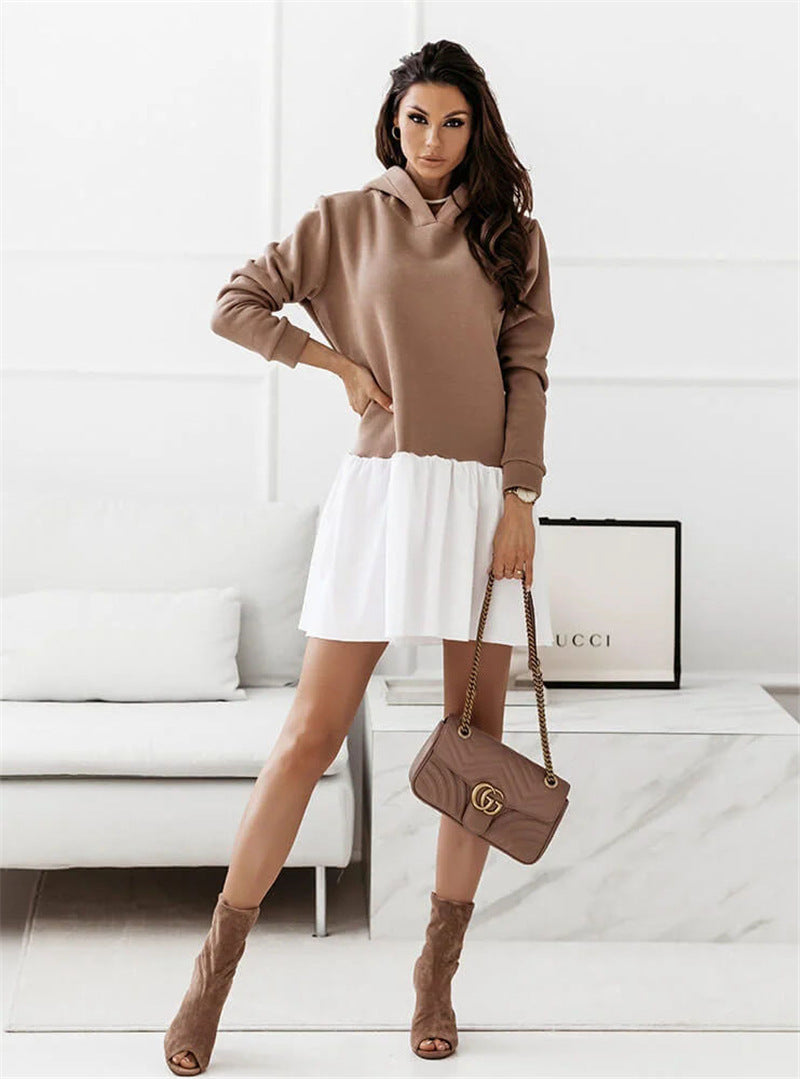 Hooded sweatshirts hoodied women long sleeve shift dresses