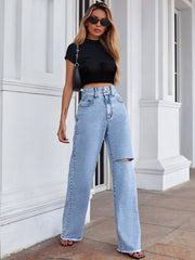 Hole Loose High Waist Jeans