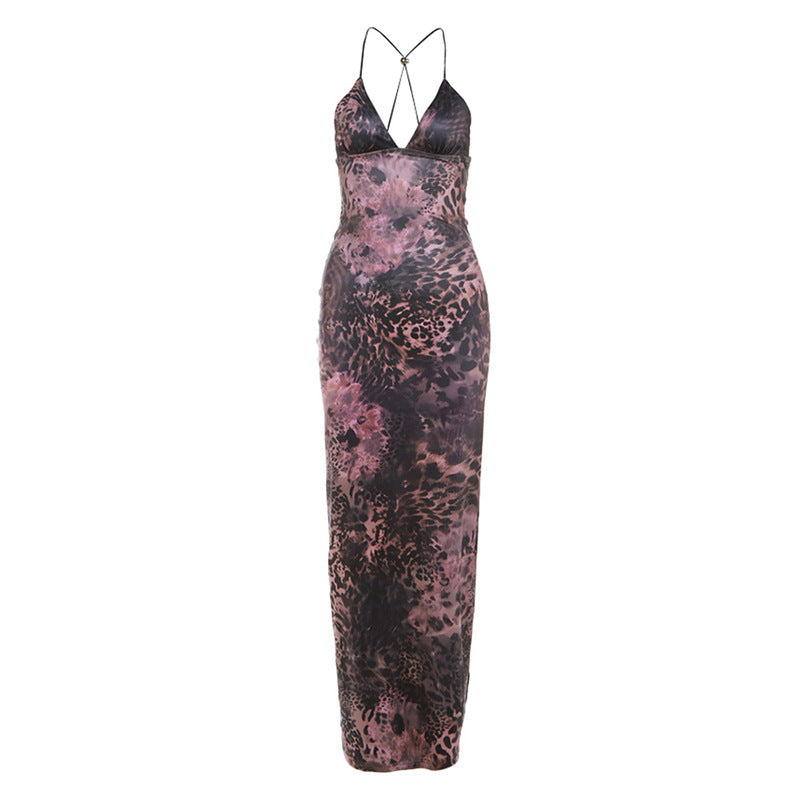 Y2K Butterfly Halter Backless Slim Dress