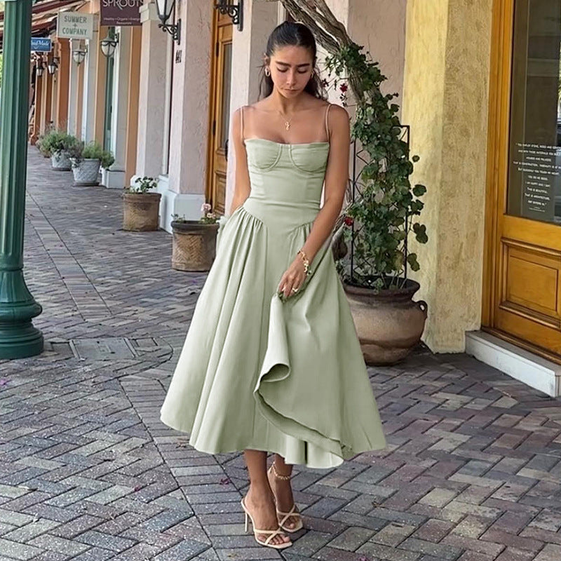 Elegant Solid Color Slip Dress