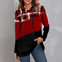 Hooded Grid Woman Long Sleeve Hoodies