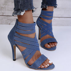 Elastic band stiletto sandals