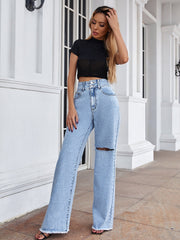 Hole Loose High Waist Jeans