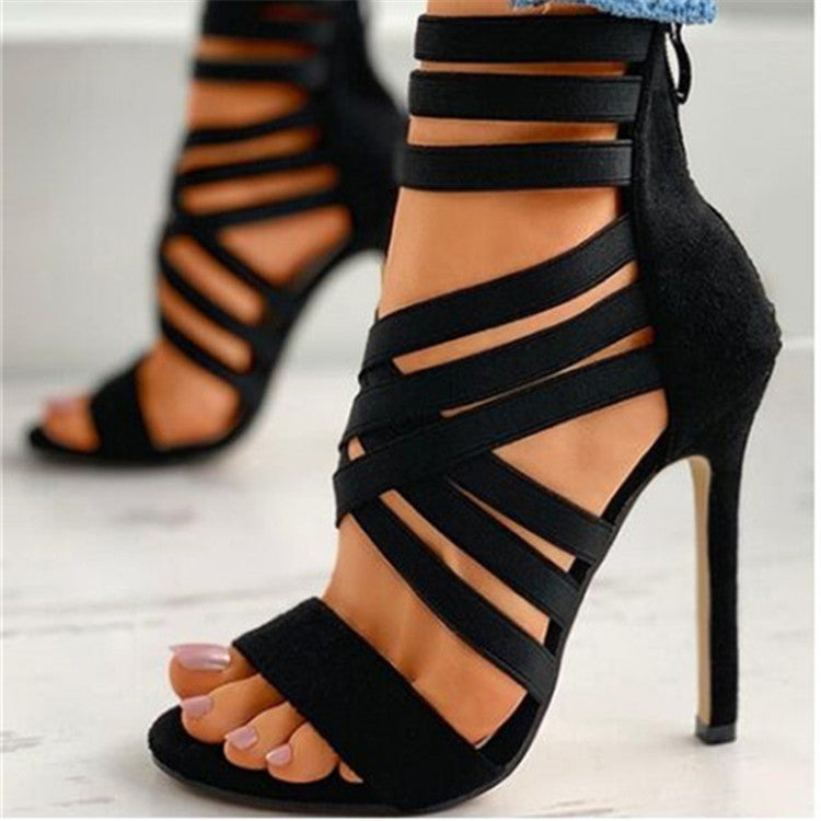 Elastic band stiletto sandals