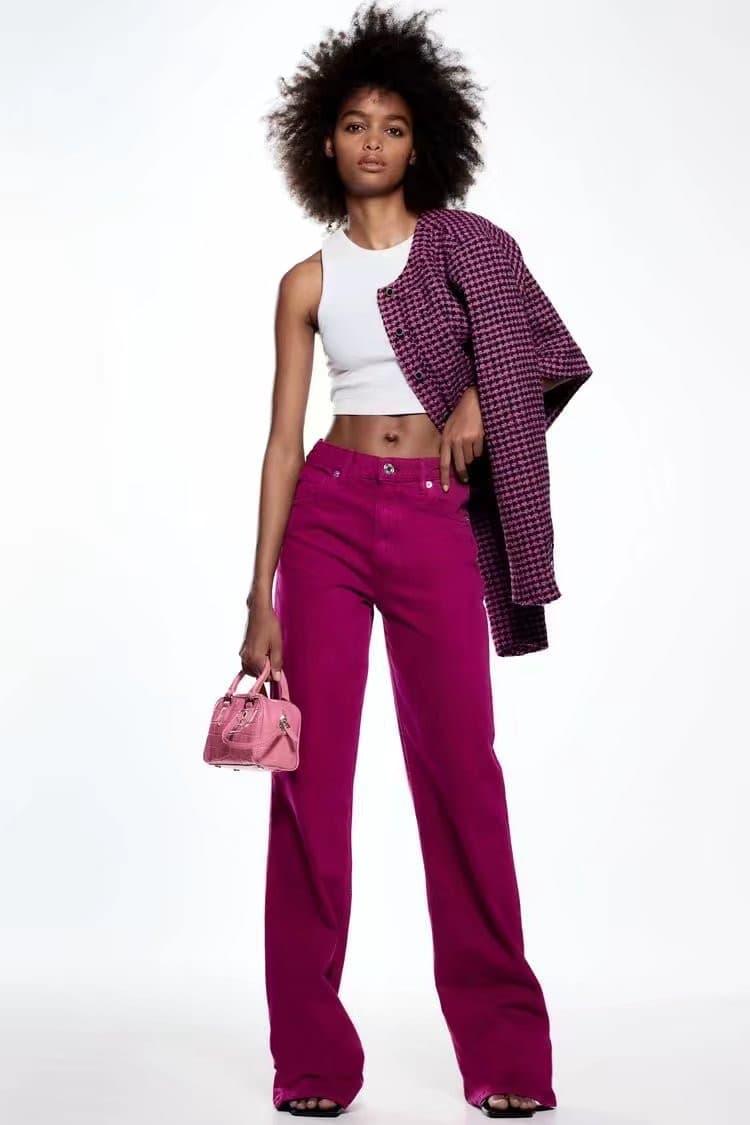 High waist rose-purple jeans