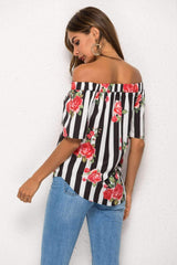 Floral Off shoulder Stripe Blouses