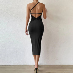 Sleeveless Slanted Shoulder Dress