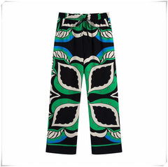 Bermuda print long loose pants