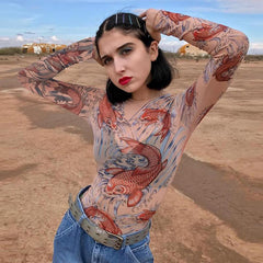 Floral Long sleeve  Grenadine Jumpsuits