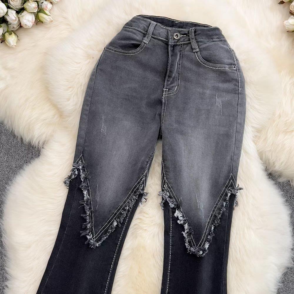 High-elasticity boot-cut denim jeans