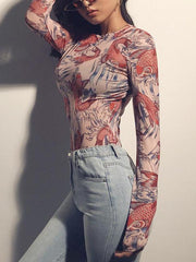 Floral Long sleeve  Grenadine Jumpsuits