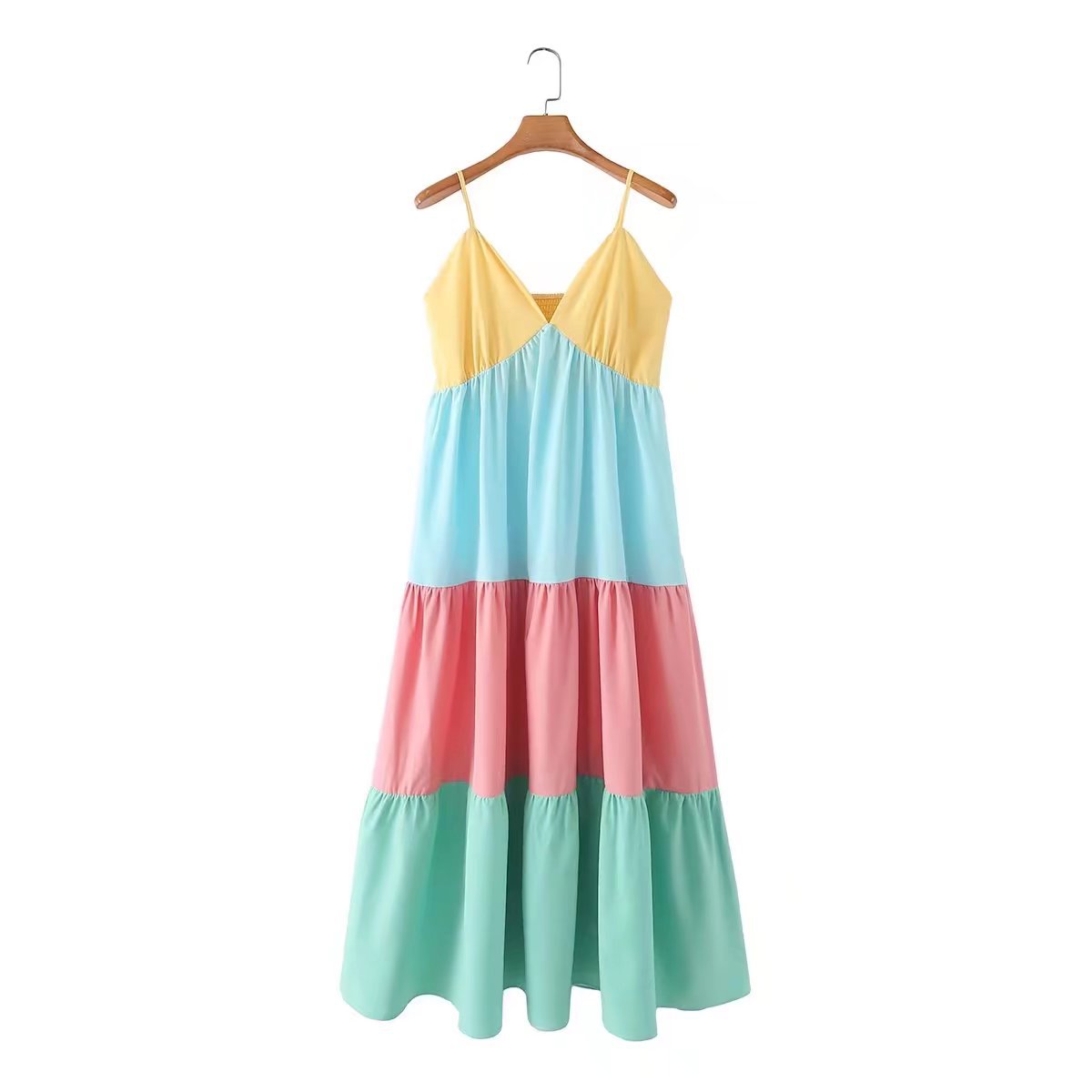 Casual Solid Split Joint V Neck Cake Skirt Dresses Vacation Dresses