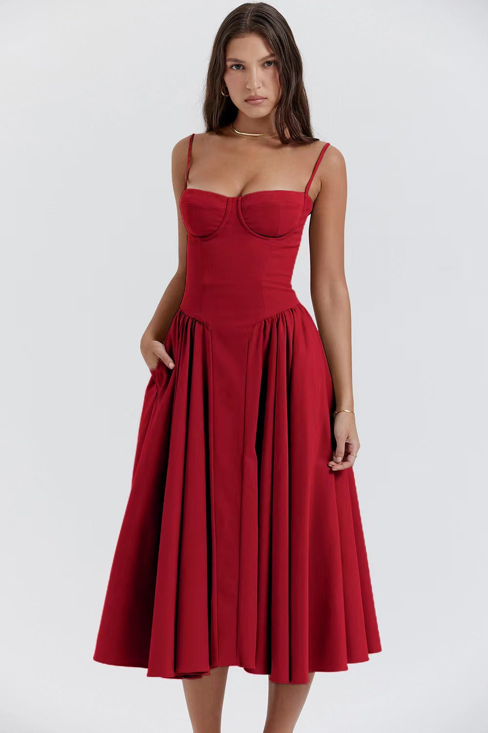 Elegant Solid Color Slip Dress