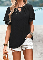 Sweet Plain Knit Top Short Sleeve Woman Fashion T-shirts