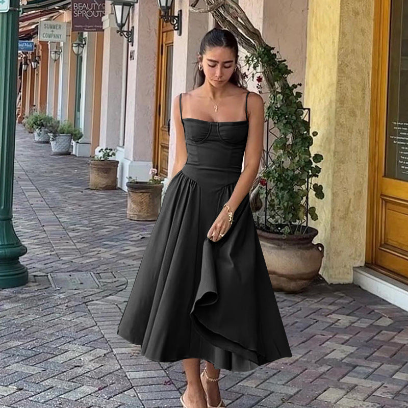 Elegant Solid Color Slip Dress