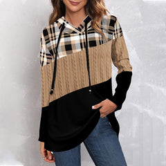Hooded Grid Woman Long Sleeve Hoodies