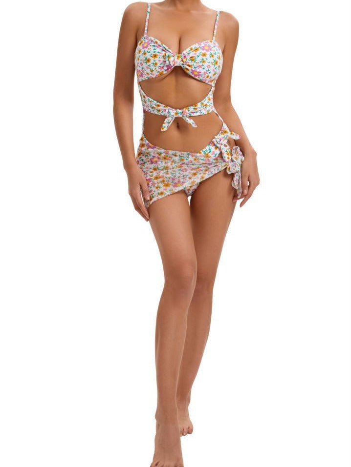 Floral Cut Out One-pice Swimsuit