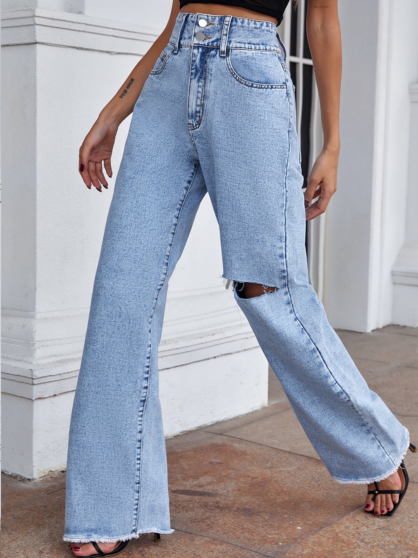 Hole Loose High Waist Jeans