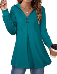 V neck design hoodied women plain daily hoodies