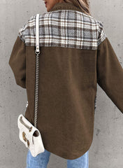 Long Sleeve Plaid Button Turn Down Jacket Top