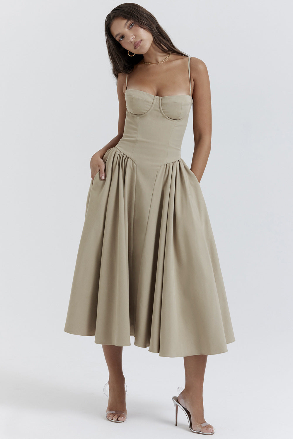 Elegant Solid Color Slip Dress