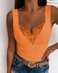 Lace v neck women plain sexy fashion vests shirts