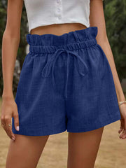 High waist women loose tie waist shorts short pants
