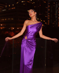 Oblique Shoulder Evening Dress
