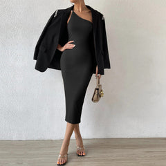 Sleeveless Slanted Shoulder Dress