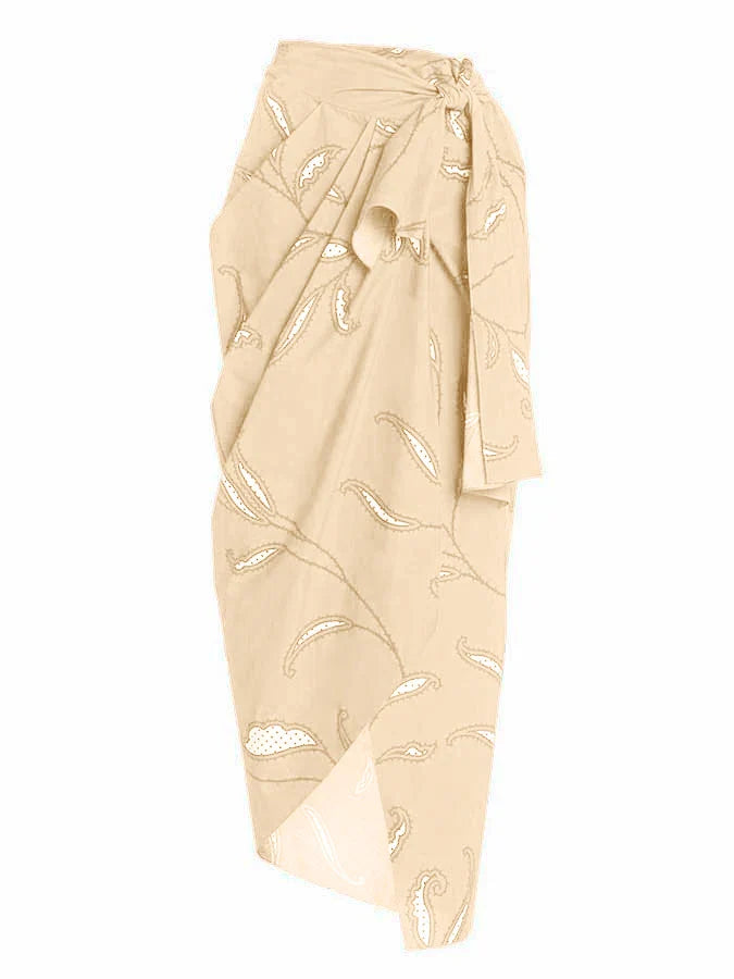 Fashion Beige Ruched One-Shoulder Basic Swimsuit