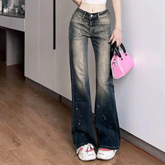 Original Spicy Girl Style Low-Waisted Contrast Wash Jeans