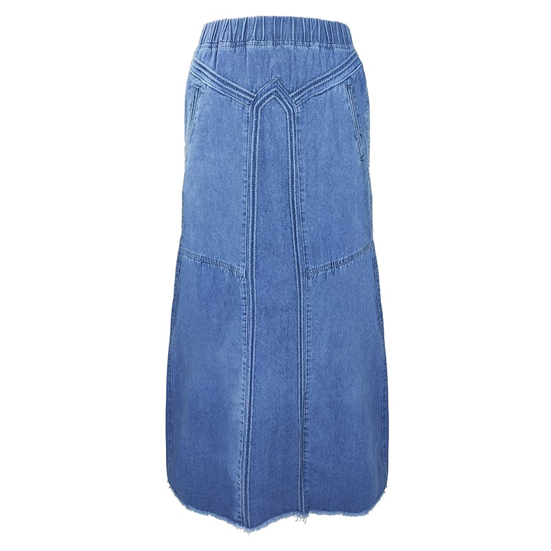 Oversize Fashion Street Skirt Summer A Line Denim Skirt Sun Skirt Casual Solid High Waist