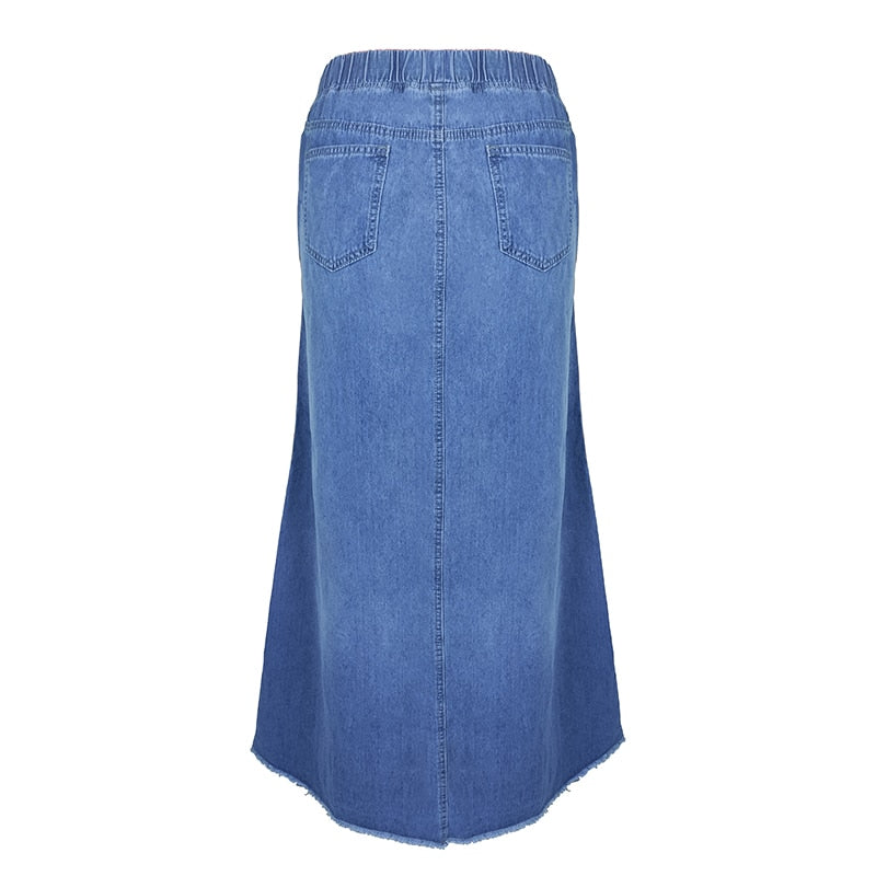 Oversize Fashion Street Skirt Summer A Line Denim Skirt Sun Skirt Casual Solid High Waist