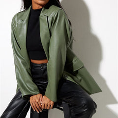 PU Faux Leather Blazers