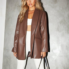 PU Faux Leather Blazers