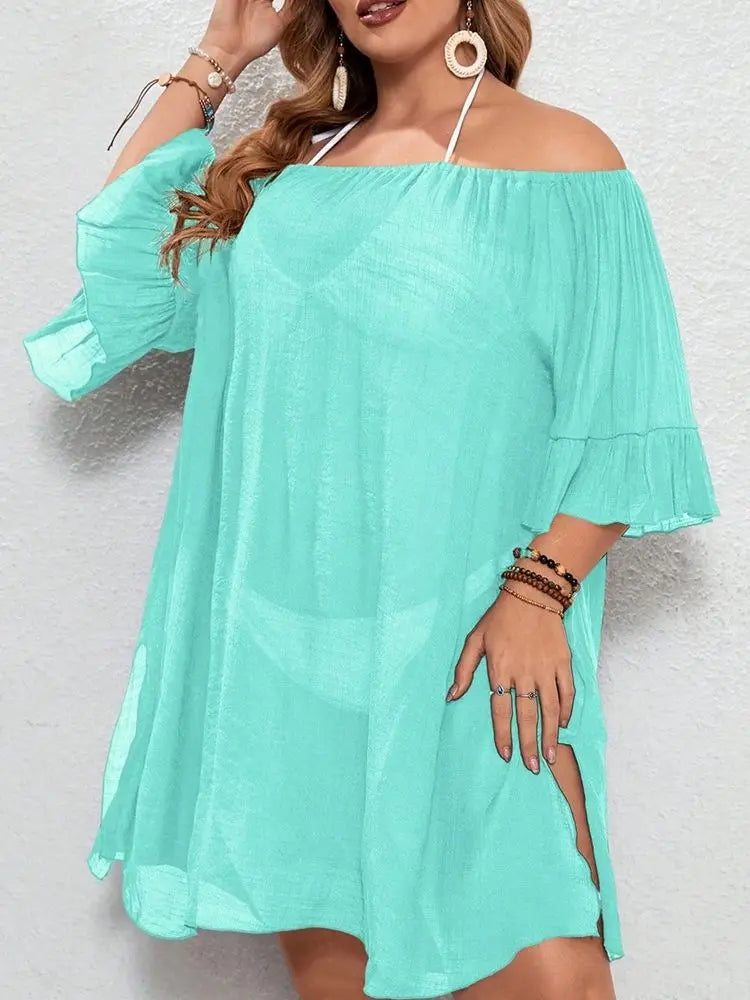 Knitted Mesh Bikini Beachwear Cover Up Plus Size Swimsuit