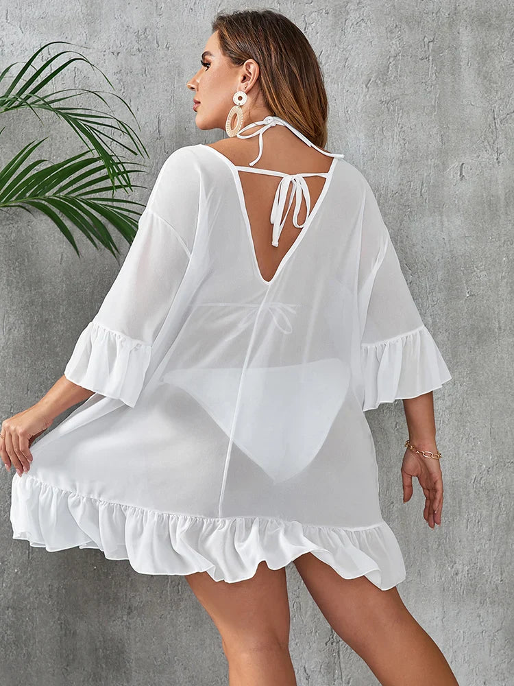 Knitted Mesh Bikini Beachwear Cover Up Plus Size Swimsuit