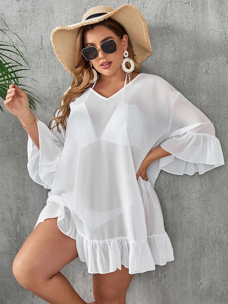 Knitted Mesh Bikini Beachwear Cover Up Plus Size Swimsuit