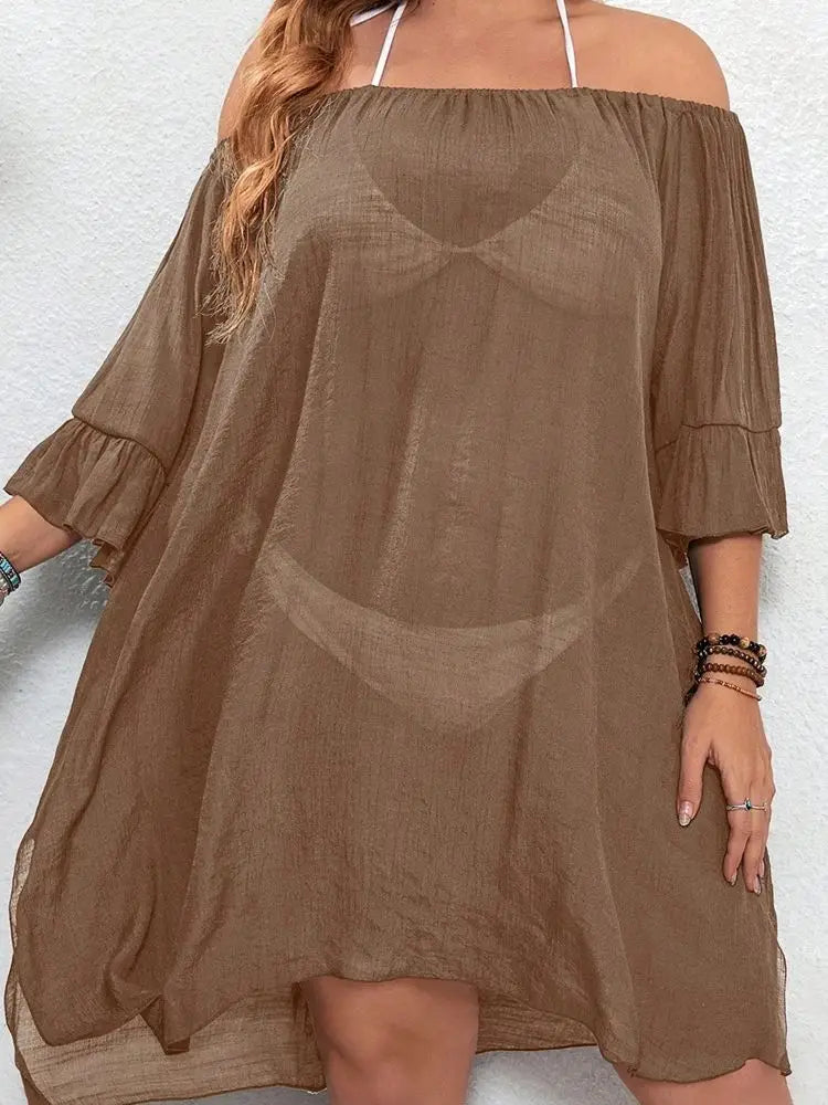 Knitted Mesh Bikini Beachwear Cover Up Plus Size Swimsuit