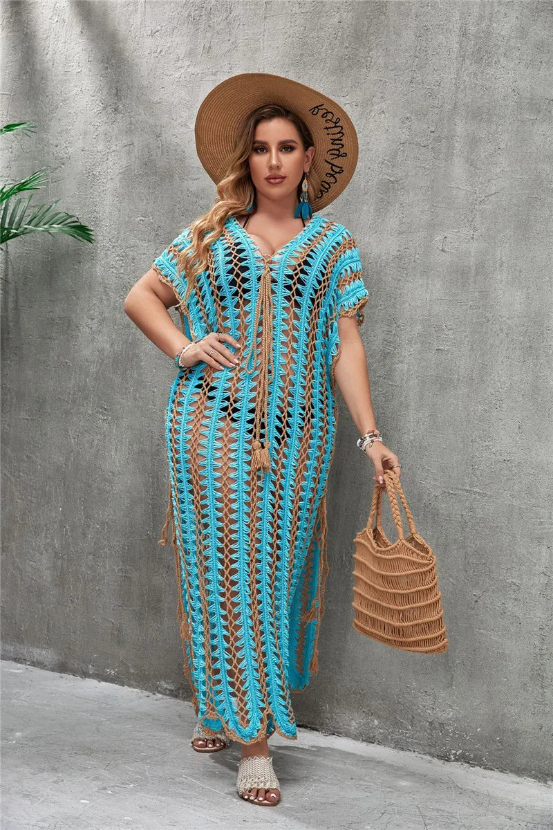 Bikini Cover-up Long Dress Female Robe Plus Size Swimsuit