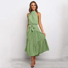 Polka Dot Print Bohemian Maxi Dress